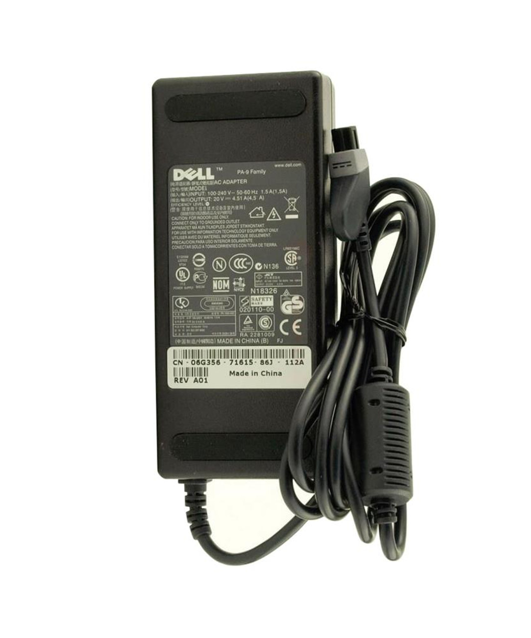 PP01X - Dell 90Watt 20V 4.5A Laptop AC Adapter