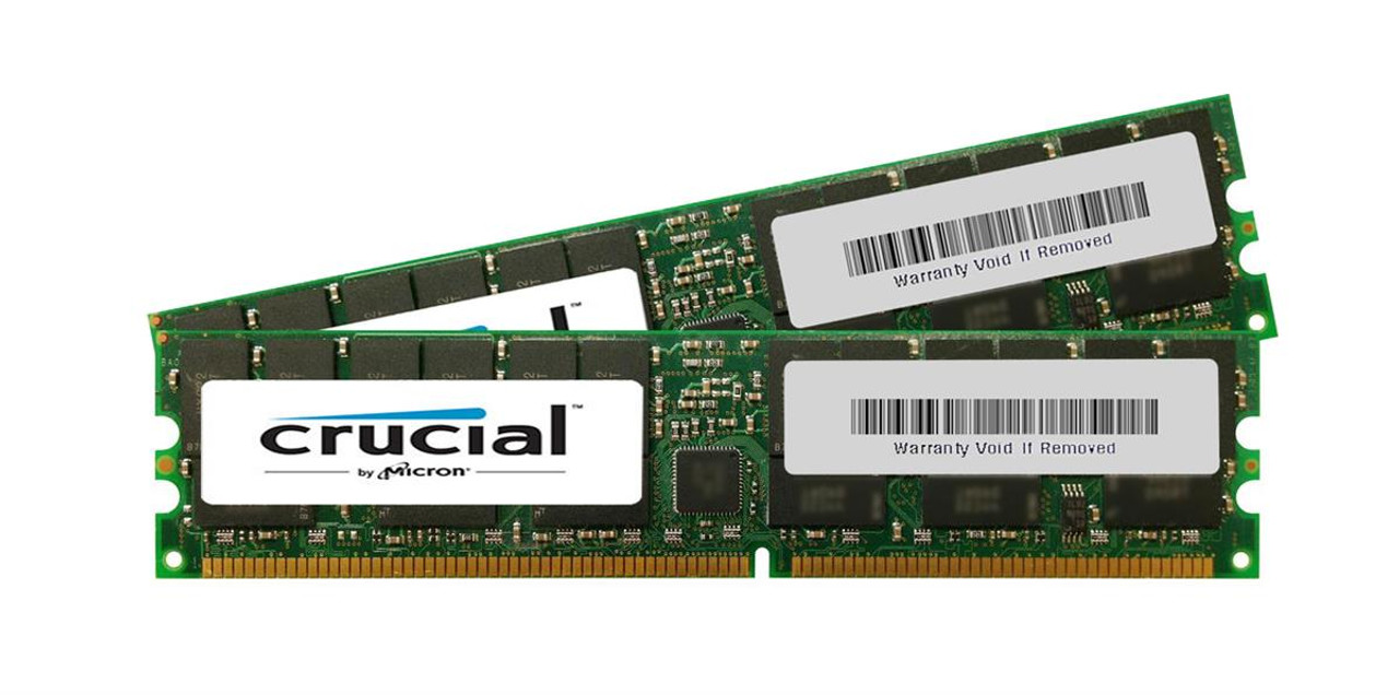 CT2KIT12872Y40B - Crucial 2GB Kit (2 X 1GB) PC3200 DDR-400MHz ECC Registered CL3 184-Pin DIMM Memory