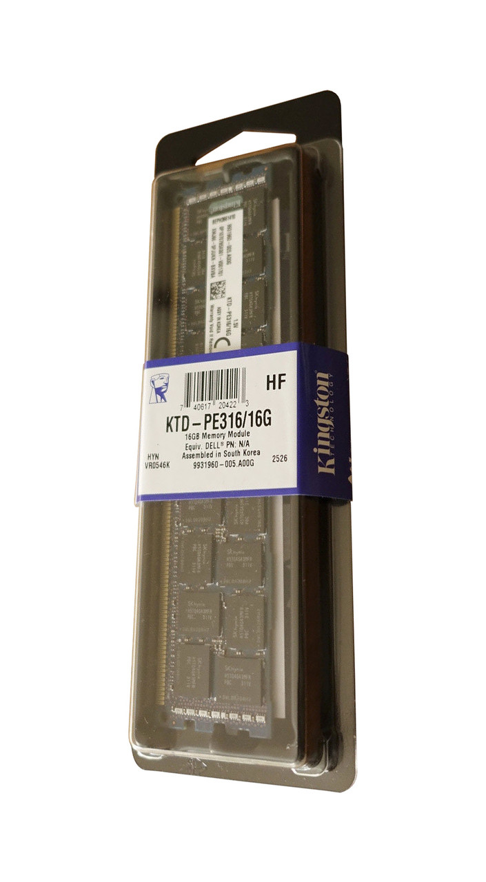 KTD-PE316/16G - Kingston 16GB PC3-12800 DDR3-1600MHz ECC Registered CL11 240-Pin DIMM Memory Module