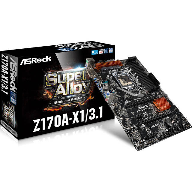 ASRock Z170A-X1/3.1 LGA1151/ Intel Z170/ DDR4/ Quad CrossFireX/ SATA3&USB3.1/ A&GbE/ ATX Motherboard