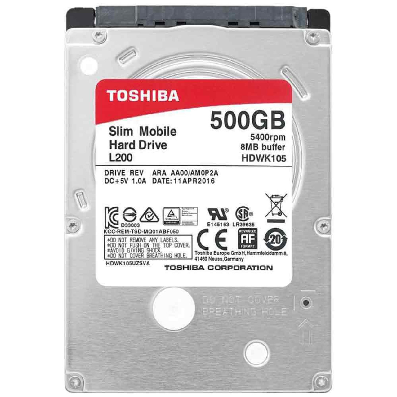 HDWK105XZSTA | Toshiba L200 Slim 500GB 5400RPM SATA 2.6 3Gb/s 2.5