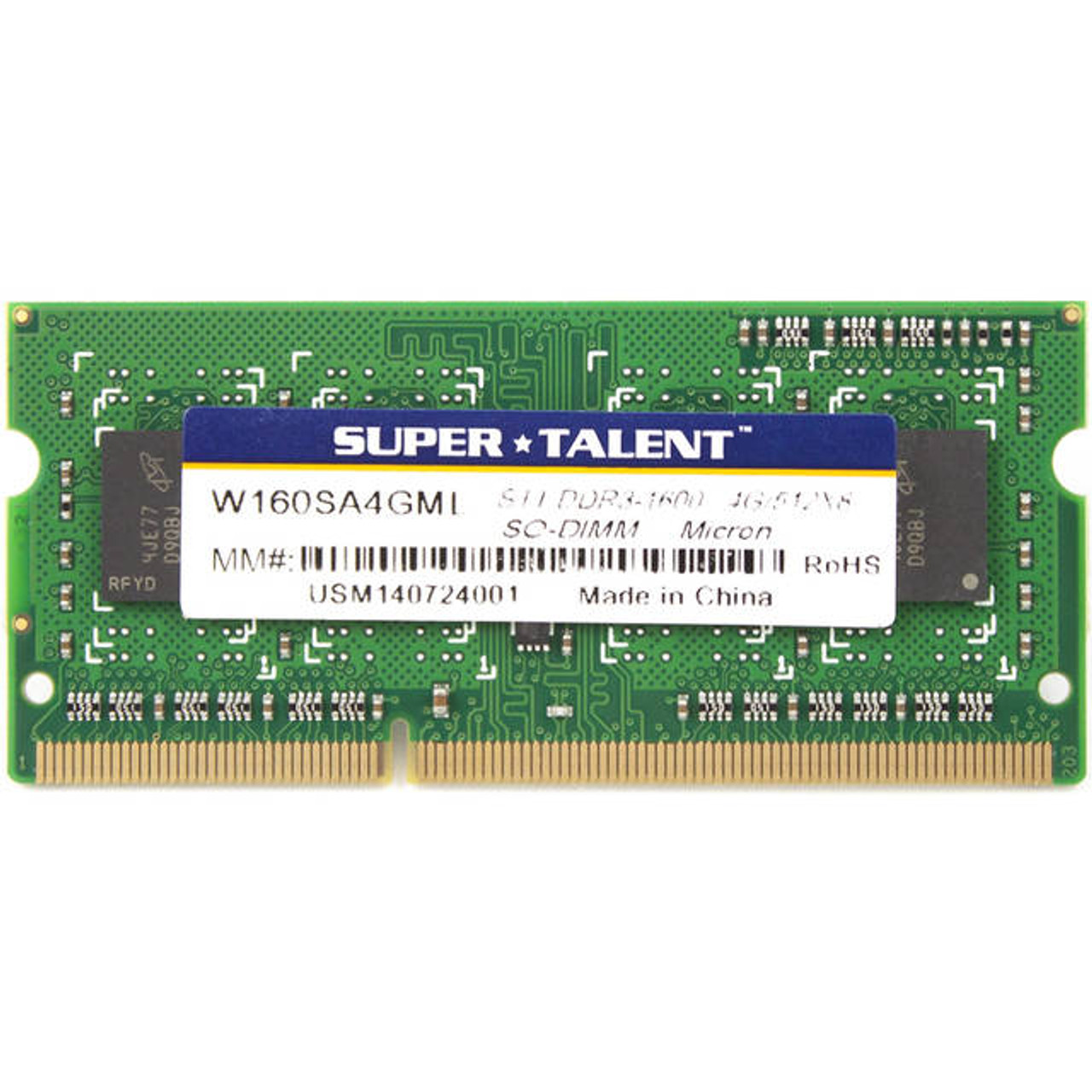 Super Talent DDR3L-1600 SODIMM 4GB/512Mx8 CL11 Micron Chip Notebook Memory