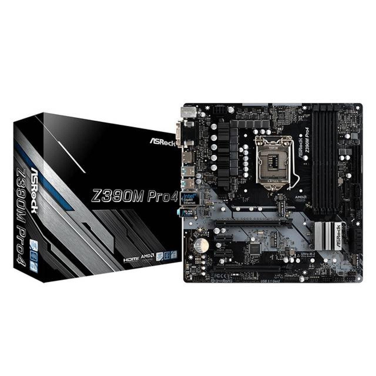 ASRock Z390M PRO4 LGA1151/ Intel Z390/ DDR4/ Quad CrossFireX/ SATA3&USB3.1/ M.2/ A&GbE/ MicroATX Moth