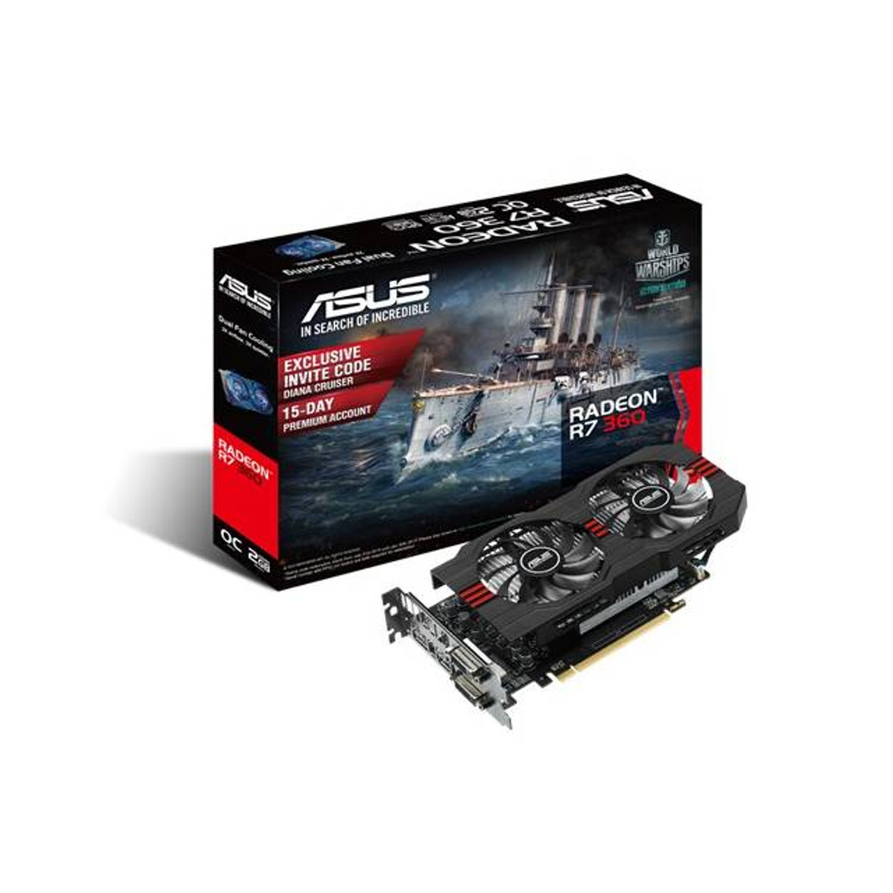 Asus AMD Radeon R7 360 OC 2GB GDDR5 2DVI/HDMI/DisplayPort PCI-Express Video Card
