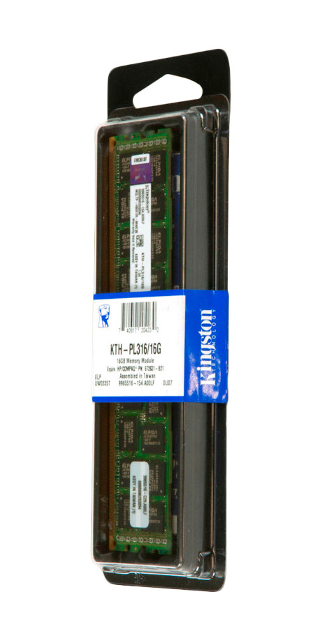 KTH-PL316/16G - Kingston 16GB (1x16GB) 1600Mhz PC3-12800 Cl11 ECC Registered Dual Rank DDR3 SDRAM Dimm Memory for HP Proliant Server