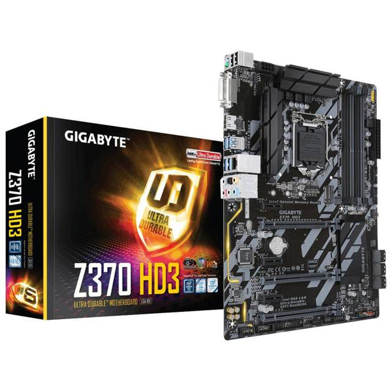 GIGABYTE Z370 HD3 LGA1151/ Intel Z370/ DDR4/ Quad CrossFireX/ SATA3&USB3.1/ M.2/ A&GbE/ ATX Motherboard