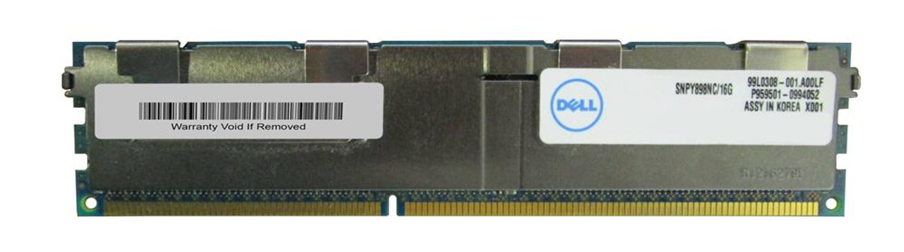 SNPY898NC/16G - Dell 16GB (1X16GB)1066MHz PC3-8500 240-Pin 4RX4 DDR3 CL7 ECC Registered SDRAM DIMM Dell Memory for