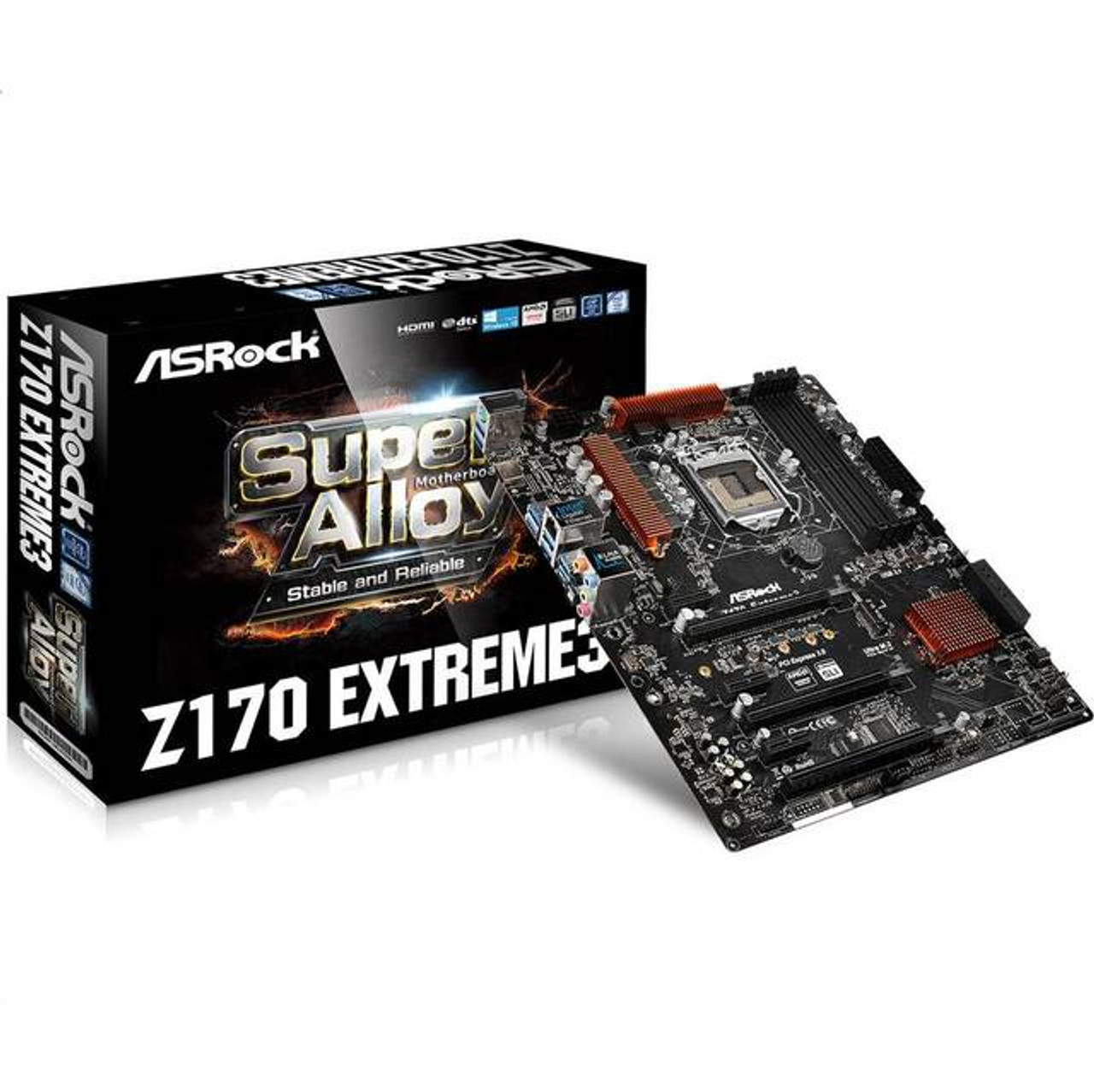 ASRock Z170 EXTREME3 LGA1151/ Intel Z170/ DDR4/ Quad CrossFireX & Quad SLI/ SATA3&USB3.1/ M.2&SATA Express/ A&GbE/ ATX Motherboard