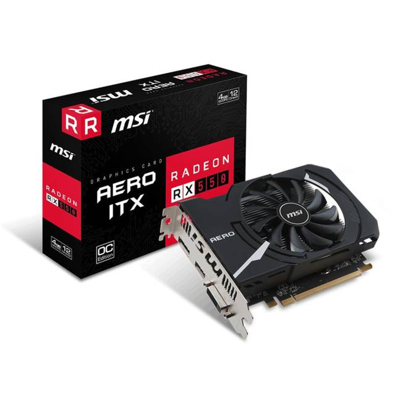 MSI AMD Radeon RX 550 AERO ITX OC 4GB GDDR5 DVI/HDMI/Displayport  PCI-Express Video Card