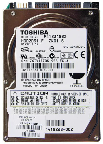 431407-001 - HP 120GB 5400RPM SATA 1.5GB/s 8MB Cache 2.5-inch Hard Drive