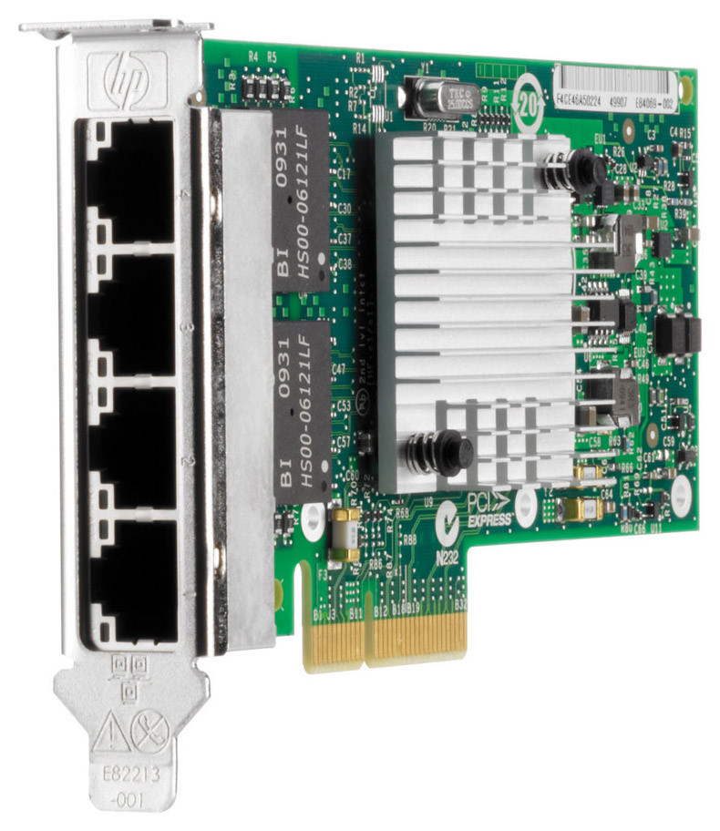593743-001 - HP NC365T PCI-Express 1GBE Quad Port Gigabit Ethernet Server Adapter Network Interface Card (NIC)