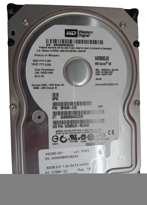 381648-001-XSL - HP 80GB 72000RPM SATA-300 3.5-inch Non Hot Pluggable Hard Drive No Carrier