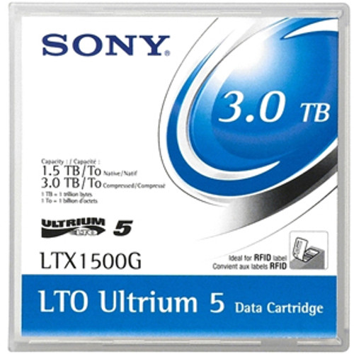 LTX1500G/BC - Sony LTX1500G/BC LTO Ultrium 5 Data Cartridge with Barcode Labeling - LTO Ultrium - LTO-5 - 1.50 TB (Native) / 3 TB (Compressed) - 1 Pack