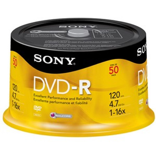 50DMR47RS4 - Sony 16x dvd-R Media - 4.7GB - 120mm Standard - 50 Pack Spindle