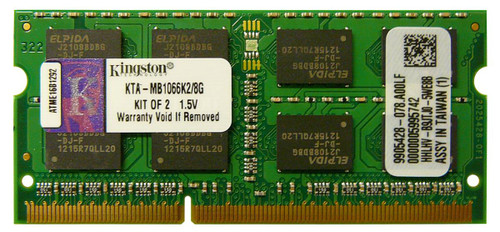 KTA-MB1066K2/8G - Kingston 8GB (2x4GB) 1066Mhz PC3-8500 204-Pin DDR3 Non-ECC Unbuffered SDRAM SoDimm Memory for Apple-Macbook Pro Laptop