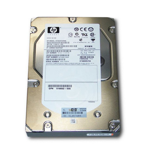 516832-006 - HP 600GB 15000RPM SAS 6GB/s Hot-Pluggable Dual Port 3.5-inch Hard Drive