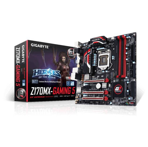 GIGABYTE GA-Z170MX-GAMING 5 LGA1151/ Intel Z170/ DDR4/ 3-Way CrossFireX & 2-Way SLI/ SATA3&USB3.1/ M.2&SATA Express/ A&GbE/ MicroATX Motherboard