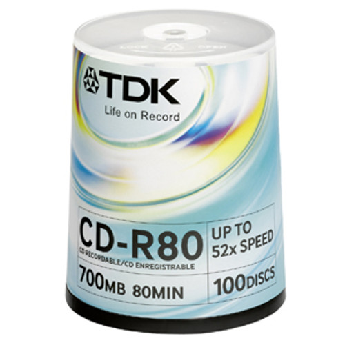 CD-R80BS-ZA - TDK 52x CD-R Media - 700MB - 100 Pack