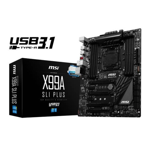 MSI X99A SLI PLUS LGA2011-v3/ Intel X99/ DDR4/ 3-Way CrossFireX & 3-Way SLI/ SATA3&USB3.1/ M.2&SATA Express/ A&GbE/ ATX Motherboard