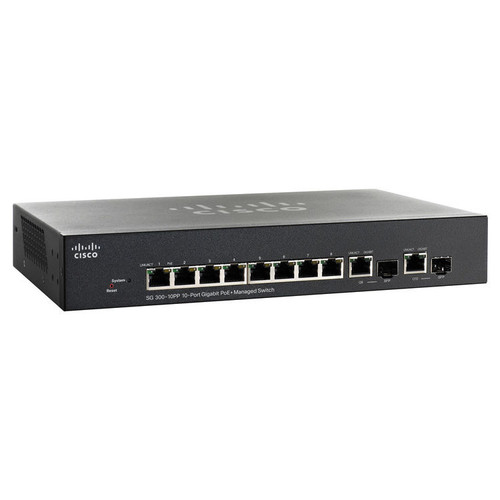 Cisco Small Business SG300-10PP Managed network switch L3 Gigabit Ethernet (10/100/1000) Power over Ethernet (PoE) Black