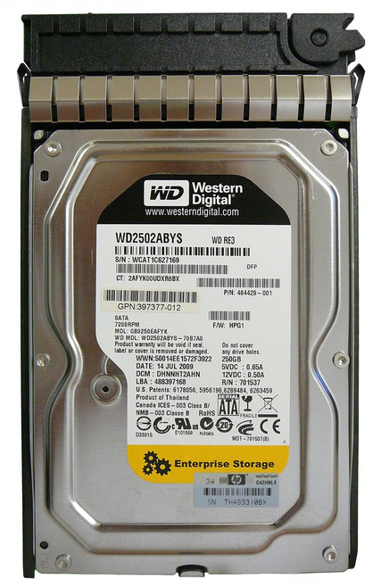 484429R-001 - HP 250GB 7200RPM SATA 3GB/s Hot-Pluggable 3.5-inch Hard Drive