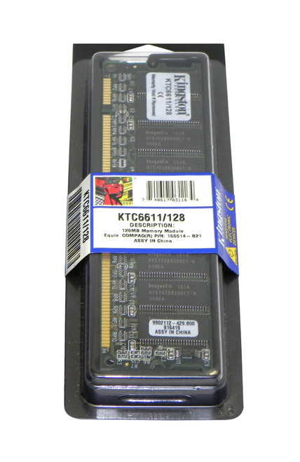 KTC6611/128 - Kingston 128MB PC100 100MHz non-ECC Unbuffered CL2 168-Pin DIMM Memory Module