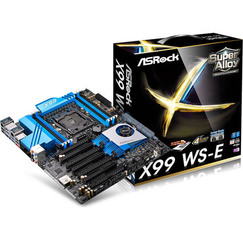 ASRock X99 WS-E LGA2011-v3/ Intel X99/ DDR4/ Quad CrossFireX & Quad SLI/ SATA3&USB3.0/ M.2&SATA Express/ A&2GbE/ EATX Motherboard