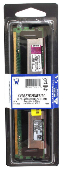 KVR667D2D8F5/2G - Kingston 2GB PC2-5300 DDR2-667MHz ECC Fully Buffered CL5 240-Pin DIMM Dual Rank x8 Memory Module