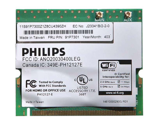 91P7301 - IBM 11A/B/G Wireless LAN Mini PCI COMMUNICATION Adapter Card