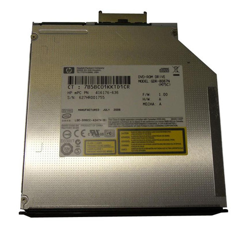416176-636 - HP 8x DVD-ROM/CD-RW IDE Multibay II UltraSlim 9.5mm Optical Drive for HP NC6400 Business Notebook