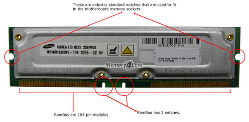 MR16R1628DF0-CN9 - Samsung Rambus 256MB PC1066 1066MHz non-ECC 184-Pin RDRAM RIMM Memory Module