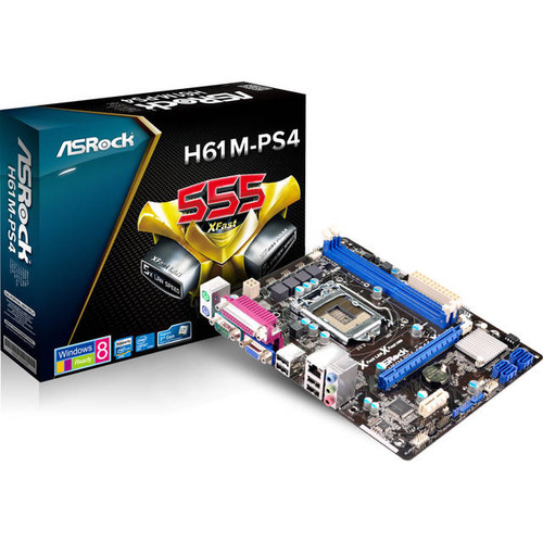 ASRock H61M-PS4 LGA1155/ Intel H61/ DDR3/ A&GbE/ MicroATX Motherboard