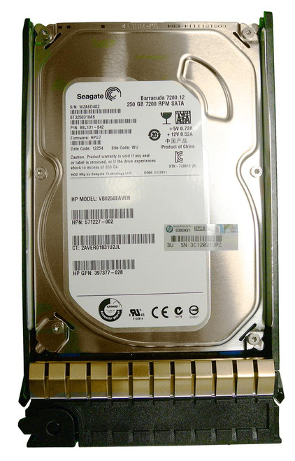 571227-002 - HP 250GB 7200RPM SATA 3GB/s Hot-Pluggable 3.5-inch Hard Drive