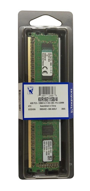 KVR16E11S8/4I - Kingston 4GB (1x4GB) 1600Mhz PC3-12800 Cl11 ECC Registered DDR3 SDRAM 240-Pin Dimm Memory Kit for Server Memory