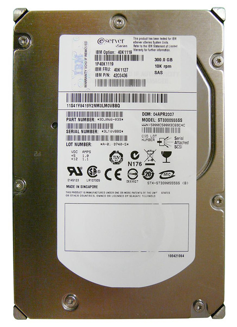 40K1127 - IBM 300GB 10000RPM 3.5-inch Hot Swapable LFF SAS 3GB/s Hard Drive with Tray