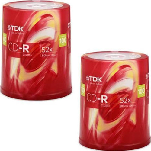 CD-R80CB100-KIT - TDK 52x CD-R Media - 700MB - 120mm Standard - 200 Pack Spindle