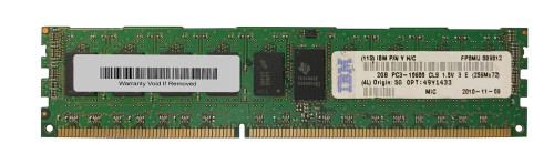 49Y1433 - IBM 2GB(1X2GB)1333MHz PC3-10600 240-Pin CL9 ECC Dual Rank 1.5V Registered DDR3 SDRAM RDIMM IBM Memory for SYSTE
