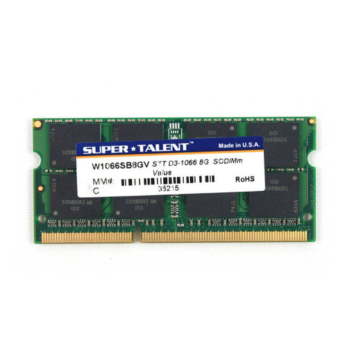 Super Talent DDR3-1066 SODIMM 8GB CL7 Notebook Memory