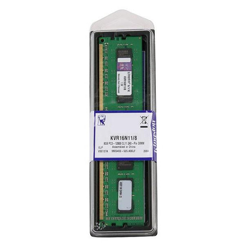 KVR16N11H/8 - Kingston 8GB (1x8GB) 1600Mhz PC3-12800 Cl11 Non-ECC Unbuffered 1.5v DDR3 SDRAM 240-Pin Dimm Memory