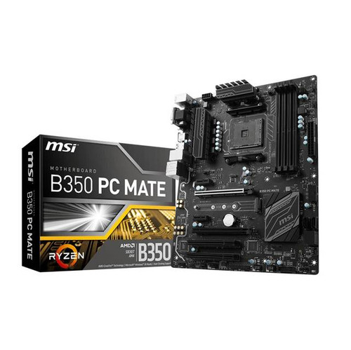 MSI B350 PC MATE Socket AM4/ AMD B350/ DDR4/ 2-Way CrossFireX/ SATA3&USB3.1/ M.2/ A&GbE/ ATX Motherboard