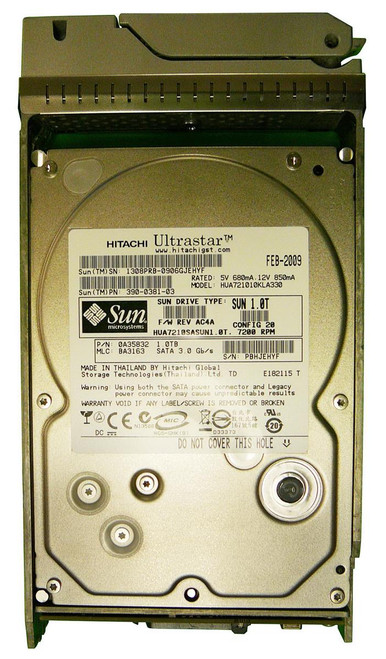 390-0381-03 - Sun 1TB 7200RPM SATA 3GB/s 32MB Cache 3.5-inch Hard Drive