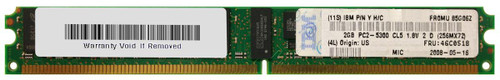 46C0518 - IBM 2GB(1X2GB)667MHz PC2-5300 240-Pin DIMM CL5 ECC Registered DDR2 SDRAM Single Rank IBM Memory for BladeCE