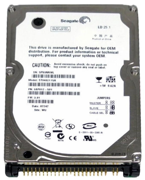 ST9402115A - Seagate LD25 Series 40GB 5400RPM ATA-100 2MB Cache 2.5-inch Internal Hard Drive