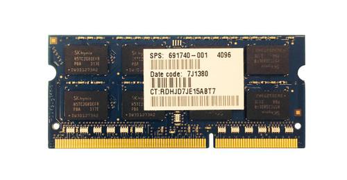 691740-001 - HP 4GB PC3-12800 DDR3-1600MHz non-ECC Unbuffered CL11 204-Pin SoDimm 1.35V Low Voltage Memory Module