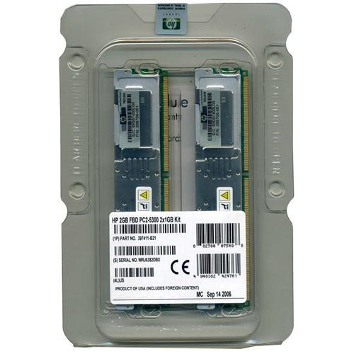 397411-B21#0D1 - HP 2GB Kit (2 X 1GB) PC2-5300 DDR2-667MHz ECC Fully Buffered CL5 240-Pin DIMM Low Voltage Dual Rank Memory