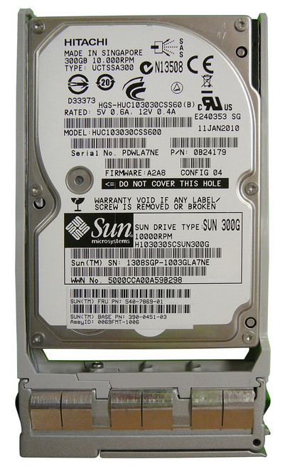 H103030SCSUN300G - Sun 300GB 10000RPM SAS 6GB/s Hot-Pluggable 64MB Cache 2.5-inch Hard Drive