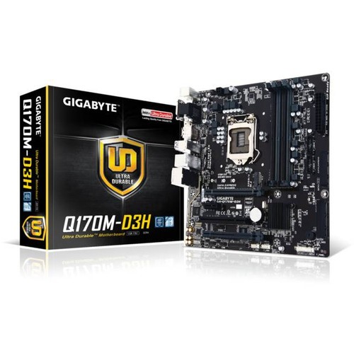 GIGABYTE GA-Q170M-D3H LGA1151/ Intel Q170/ DDR4/ 2-Way CrossFireX/ SATA3&USB3.0/ M.2&SATA Express/ A&GbE/ MicroATX Motherboard