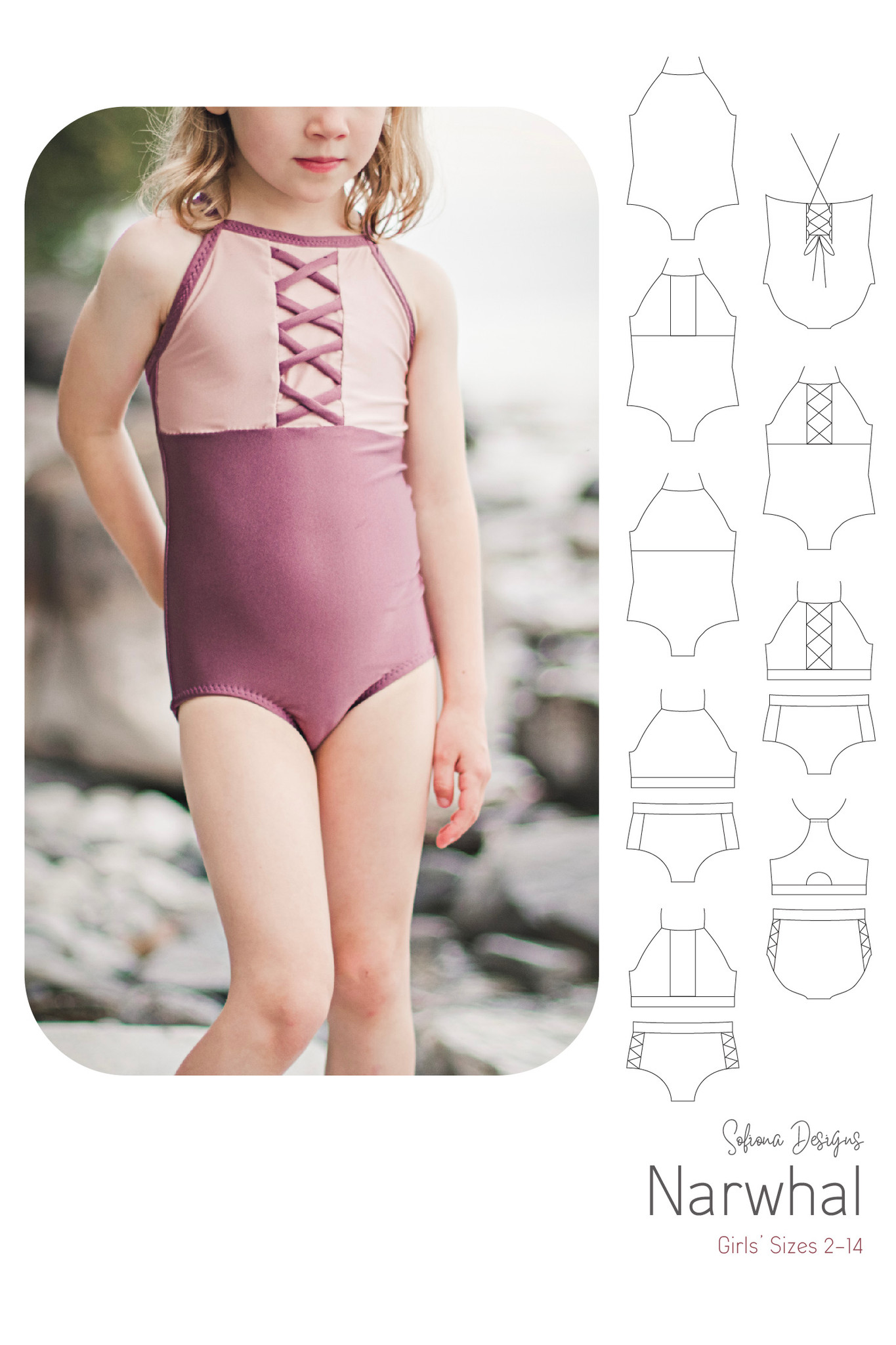 Narwhal Swimsuit/Girls PDF Patterns/Sofiona Designs