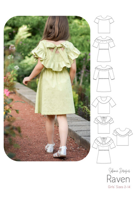 Raven Dress by Sofiona Designs with line drawings.