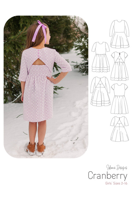 Cranberry dress by Sofiona Designs with Line drawings.